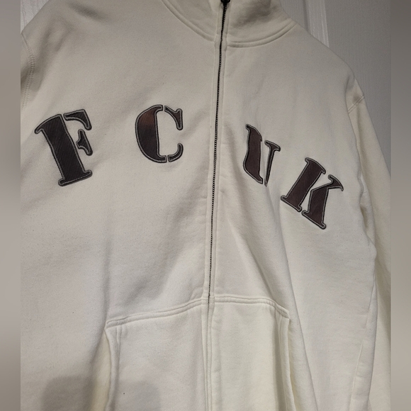 Unisex French Connection White Zip Up Sweater - Picture 4 of 8
